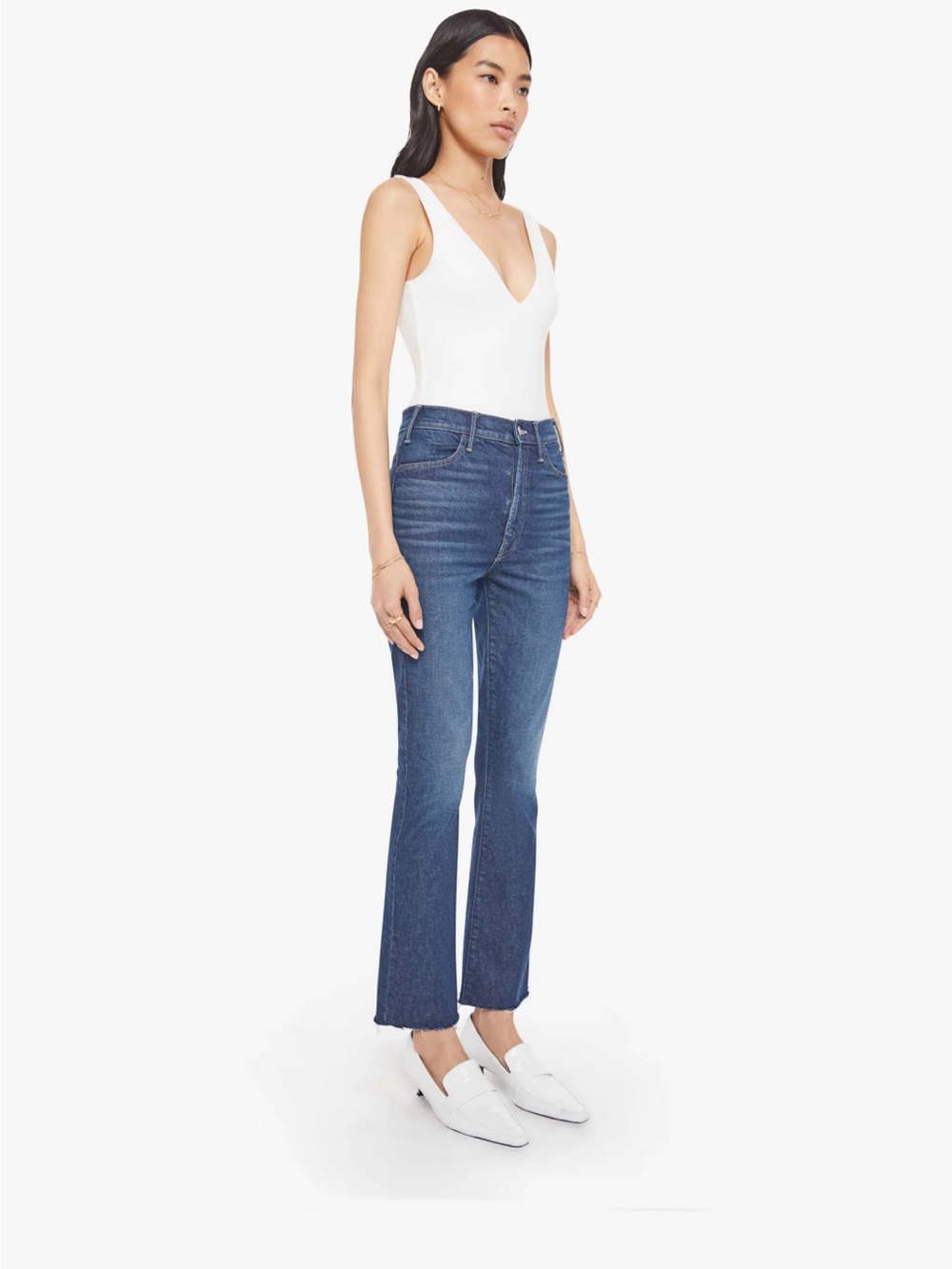MOTHER Dark Indigo Straight-Leg High-Rise Jeans - Picture 4 of 10